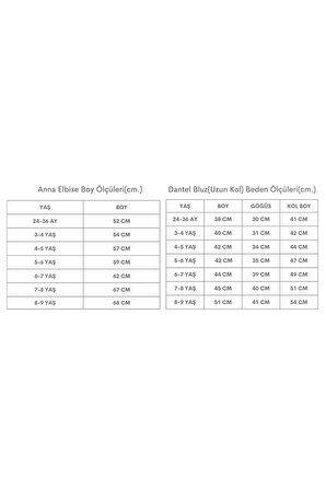 Kız Çocuk Anna Hardal Kareli Fiyonklu Jile Elbise Ekru Dantel Detaylı Bluz Takım