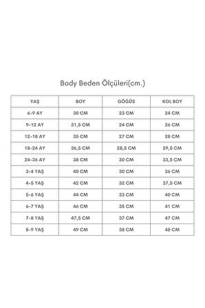 Kız Çocuk Kırmızı Omuz Fırfırlı Bisiklet Yaka Yılbaşı Body Sweatshirt