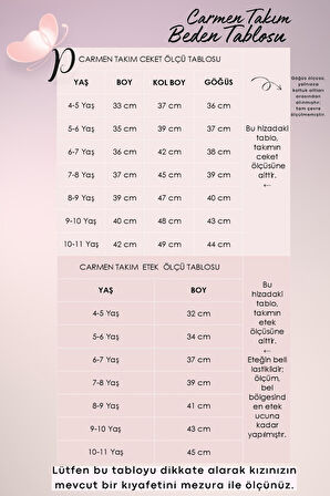 Kız Çocuk Kırmızı Carmen Tüvit 23 Nisan Etek Ceket Yılbaşı Takım
