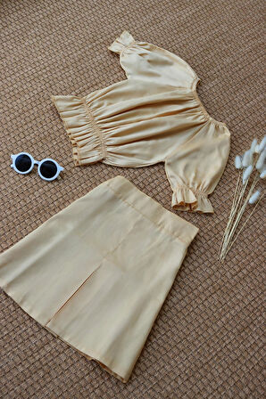 Kız Çocuk Alina Madonna Gold Etek Bluz Takım