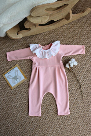 Kız Bebek Fisto Detay Uzun Kollu Çıtçıtlı Yakalı Tulum