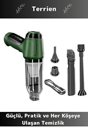 Premium 12000Pa Çekiş 2000mAh Pil Otomatik Aydınlatma Taşınabilir Akülü Araç Süpürgesi