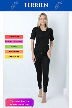 Yeni Seri Toparlayıcı Sıkılaştırıcı Şekillendirici Terleme Kadın Kısa Kollu Fermuarlı Sauna Takım
