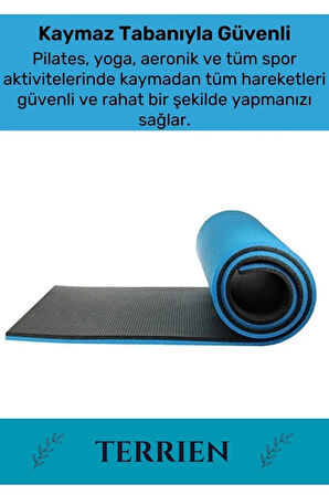 Taşıma Askılı Konfor Modeli Çift Taraflı Kaymaz Yoga Meditasyon Minderi Mavi Siyah Mat