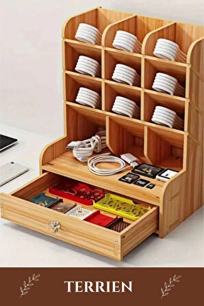 Özel Üretim Demonte Ev Ofis Çalışma Masası Dayanıklı Kolay Montaj Bölmeli Çekmeceli Ahşap Organizer