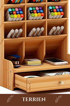 Özel Üretim Demonte Ev Ofis Çalışma Masası Dayanıklı Kolay Montaj Bölmeli Çekmeceli Ahşap Organizer