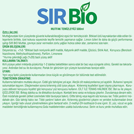 Sır Bio Mutfak Temizleyici 500 ml +Banyo Temizleyici 500 ml