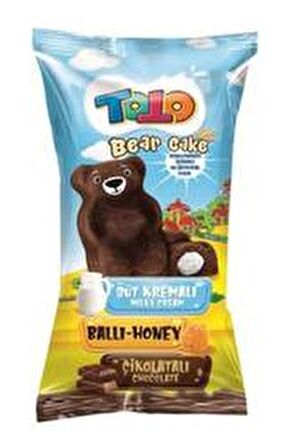 Bear Kek Ballı Süt Kremalı Çikolatalı Kek 40 Gr. 24 Adet (1 Kutu)