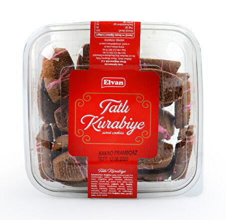 Elvan Kakao ve Frambuazlı Tatlı Kurabiye 400 Gr. (1 Paket)