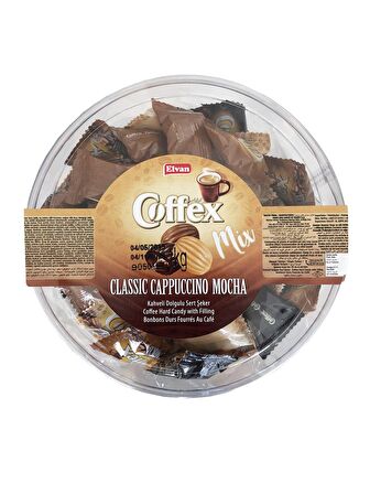 Elvan Coffex Mix Classic Cappuccino Mocha Kahveli Dolgulu Sert Şeker 1 KG