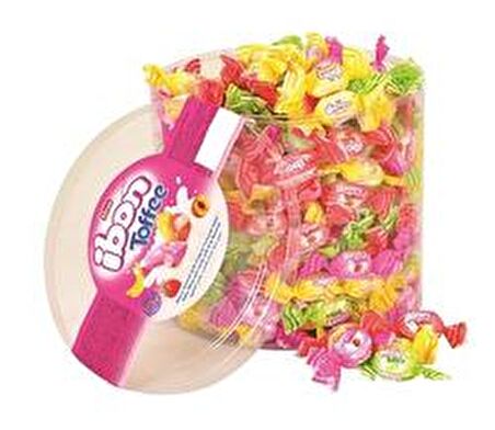 Ibon Toffee Sütlü Meyveli Şeker 1000 Gr. Silindir (1 Kutu)