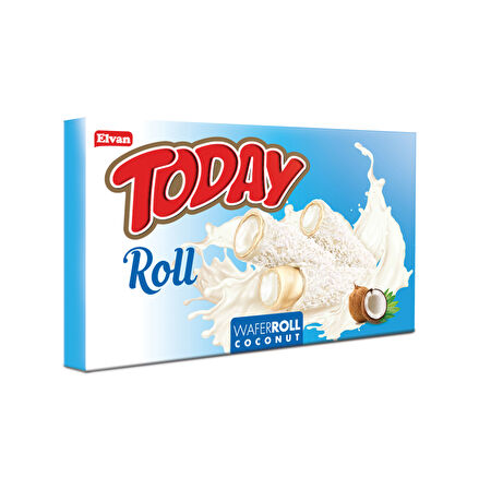 Today Roll Beyaz Kaplamalı Hindistan Cevizli Gofret 180 Gr. (1 Paket)