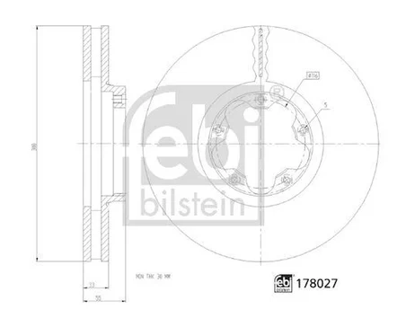 Ford On Fren Diski (aynası) Transıt - Custom V362 - V363 2.0 Ecoblue 17> (308 Mm) - Febi 178027