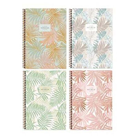Keskin 17x23 80 Sayfa Kar. Karton Kp. Spr. La Plume Leaves Defter 385242-99