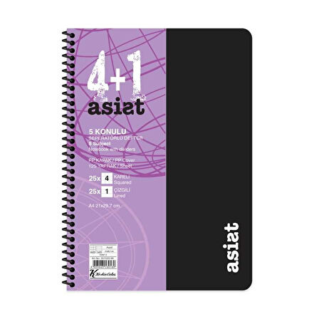 Keskin Color Defter A4 4+1 125 Yaprak Ayraçlı Plastik Kapak Asist