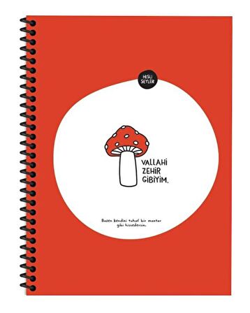 Hisli Şeyler 18,5x25 Spiralli Kareli Defter - Vallahi Zehir Gibiyim