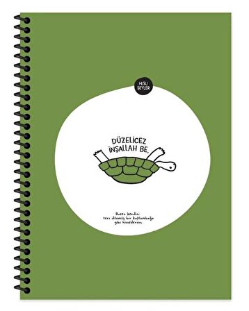 Hisli Şeyler 18,5x25 Spiralli Kareli Defter - Düzelicez İnşallah Be