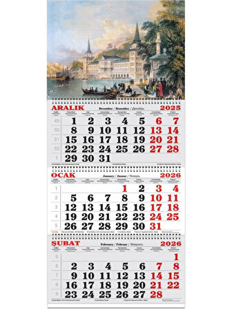 Keskin Color 2026-3 Aylık Spiralli Jumbo Denizci Takvim-Gravür