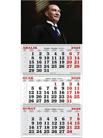 Keskin Color 2026-3 Aylık Spiralli Jumbo Denizci Takvim-Atatürk