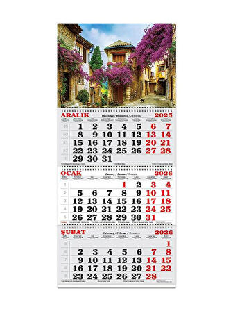 Keskin Color 2026-3 Aylık Spiralli Jumbo Denizci Takvim-Bengonvil Sokağı