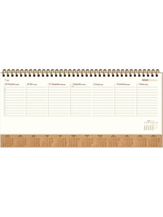 Keskin Color 2026 AJ-82 12x33 Haftalık Kraft Kapak Spiralli Masa Takvimi