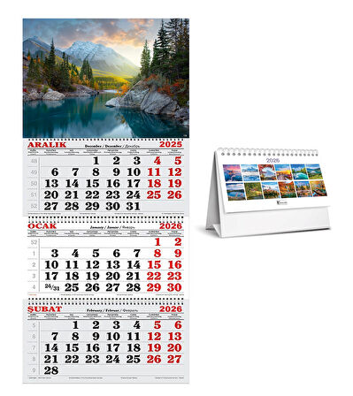 2026 Gemici Takvimi ve Karton Üçgen Masa Takvim-Manzaralar