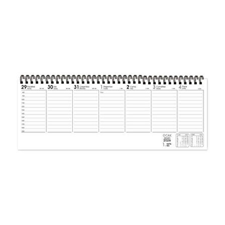 Keskin Color 2026 - AJ - 65 12x33,5 Spiralli Haftalık Masa Ajandası - Atatürk