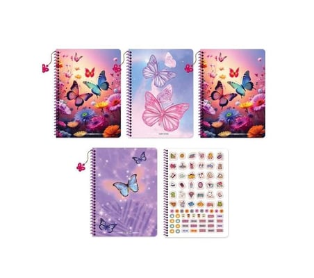 Keskin Color Charmlı Kelebek A4 80 yp Çizgili Spiralli Defter 388211