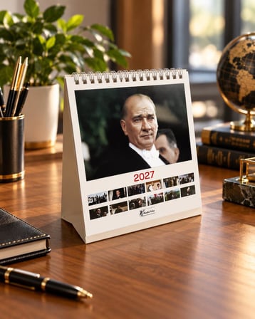 Keskin Color 2027 Üçgen Masa Takvimi 15x15 cm Atatürk