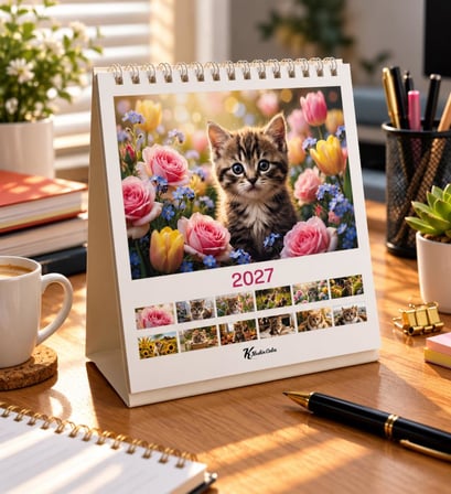 Keskin Color 2027 Üçgen Masa Takvimi 15x15 cm Kediler