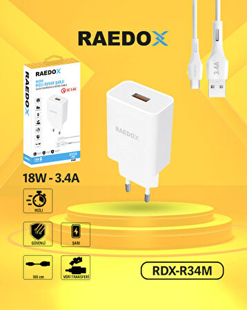 Raedox 18W 3.4A Micro Duvar Şarjı