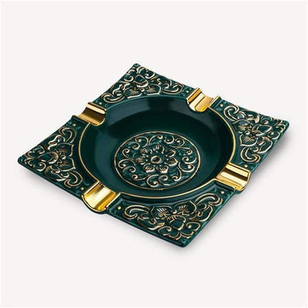 Lubinski Kabartma Motif Porselen Puro Küllüğü Yeşil/Gold 4lü LB-841