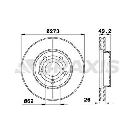 Toyota On Fren Diski (aynası) Havalı Toyota Corolla Aurıs D4d Dizel 2007-2012 (273x5) - Braxıs Ae0257