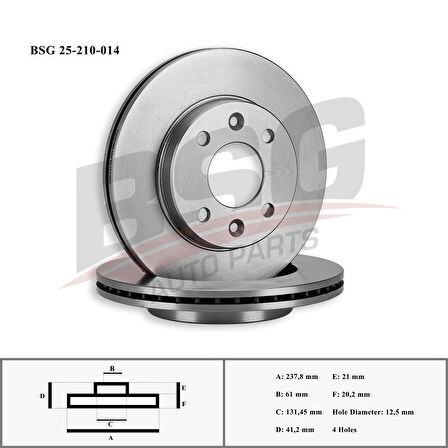 Renault Fren Diski Ön - Küçük Boy Kutu İçi Adet 2 (adet Fiyatıdır) - Bsg 25-210-014