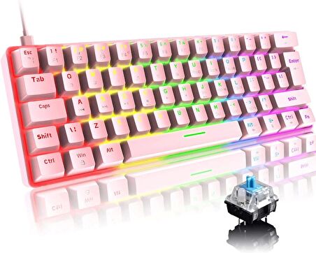 T60 Blue Switch Pembe Türkçe Q Gaming Typ-C Oyuncu Klavyesi