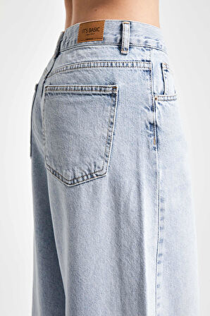 Kadın Snow Kot Rengi 17S5-3 Palazzo Fit Denim Pantolon