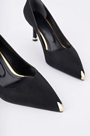 Ucu Metal Detay İnce Topuk Kadın Stiletto MKS555