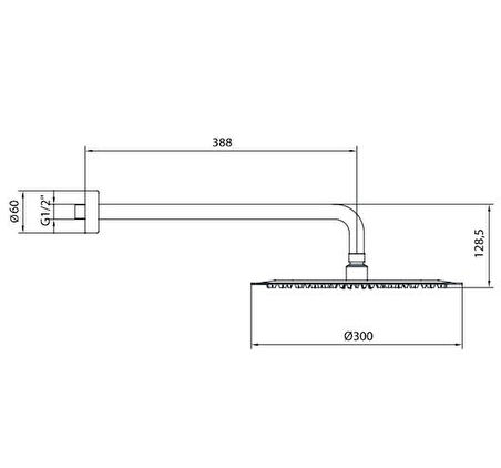 Ar Olympos Plus Tepe Duş Başlığı (Ø 300 mm) Duvardan Borulu ( L=388 mm) 102145090