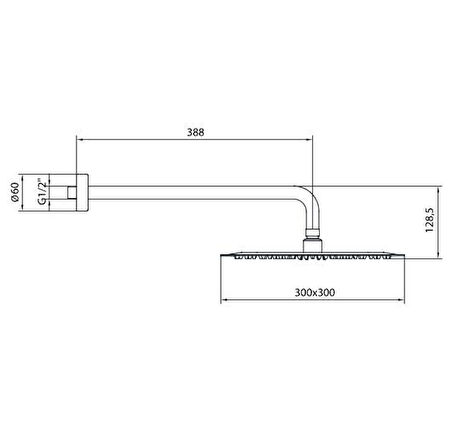 Ar Efes Plus Tepe Duş Başlığı (300x300 mm) Duvardan Borulu (L=388 mm) 102145092