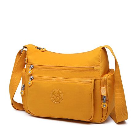 Krinkıl Kumaş Kadın Postacı Çantası Smart Bags 1115 Hardal