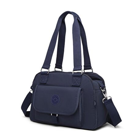 Krinkıl Kumaş Kadın Çantası Smart Bags 1122 Lacivert
