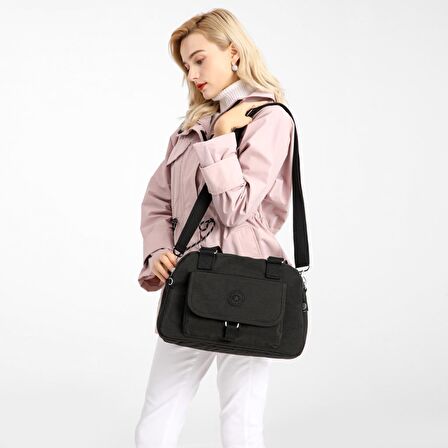 Krinkıl Kumaş Kadın Çantası Smart Bags 1122 Lacivert