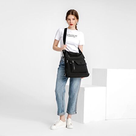 Hem Sırt Hem de Omuz Kadın Çantası Smart Bags 1205 Siyah