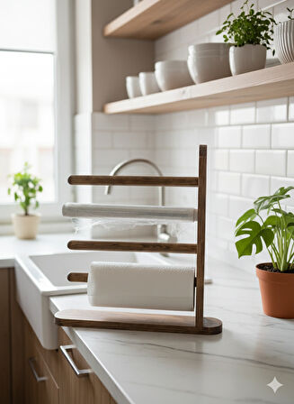 Ahşap Rulo Tutucu (Ceviz)