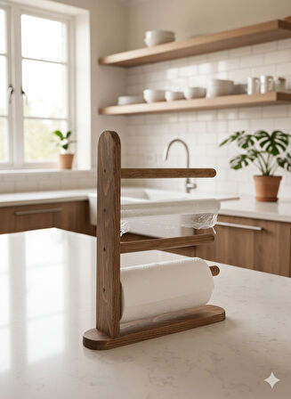 Ahşap Rulo Tutucu (Ceviz)