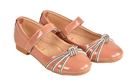 Kız Çocuk Anatomik Taban Taşlı Parlak Rugan Babet Ayakkabı