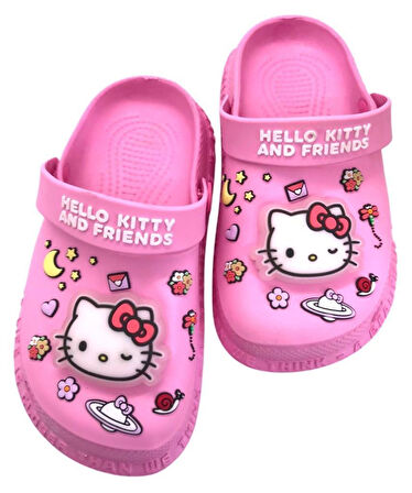 Hello Kitty Kız Çocuk Kaymaz Taban Işıklı Pembe Terlik Havuz Plaj Sandaleti