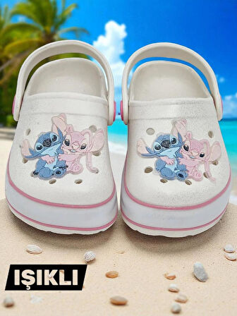 Lilo Stich Baskılı Tabanı Işıklı Kız Çocuk Plaj Terliği & Sandaleti
