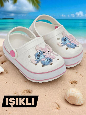 Lilo Stich Baskılı Tabanı Işıklı Kız Çocuk Plaj Terliği & Sandaleti