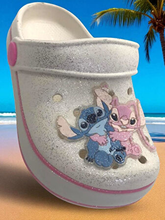 Lilo Stich Baskılı Tabanı Işıklı Kız Çocuk Plaj Terliği & Sandaleti